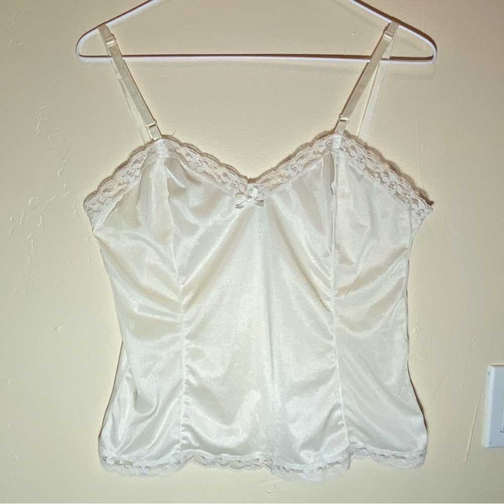 Vintage Lace Cami Slip W/ Bow